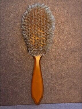Vintage Celluloid & Faux-Tortoiseshell Natural Bristle Vanity Hairbrush